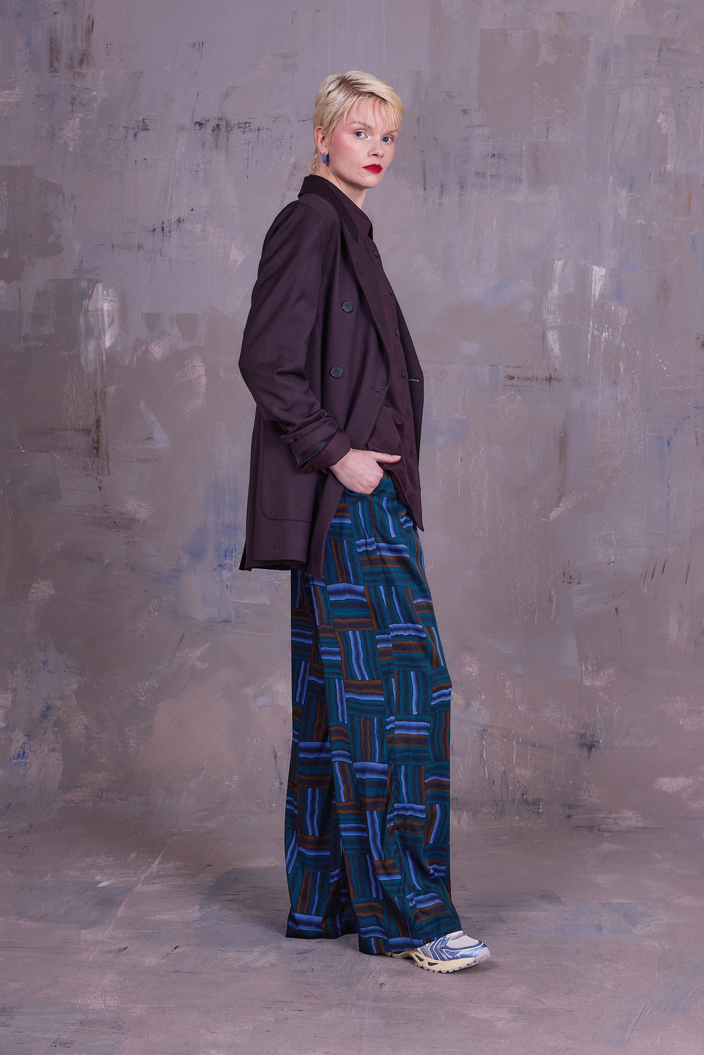 Gijsbrecht broek in satijnen deepsea blue Wovens