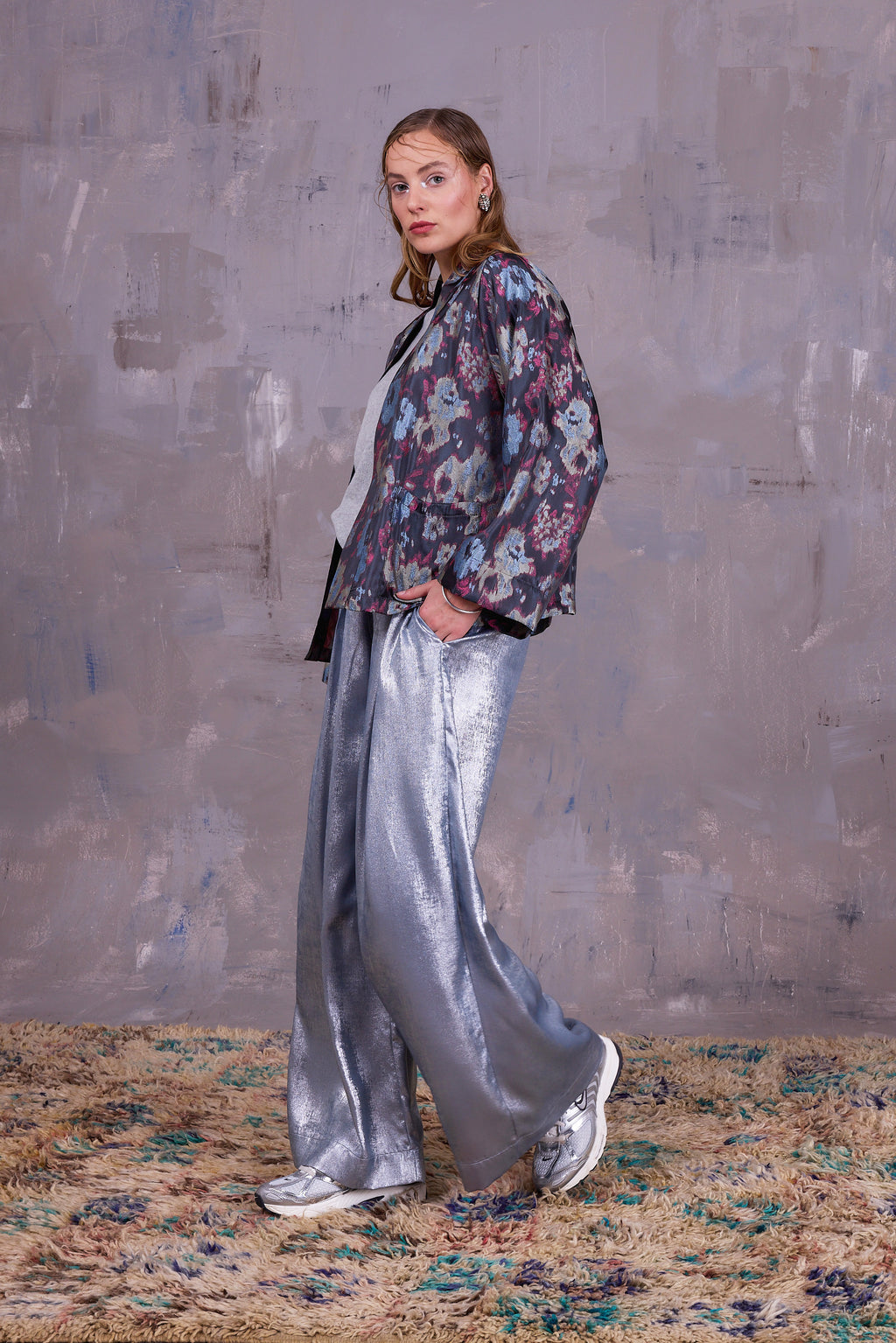 Freddy trousers in shiny silver