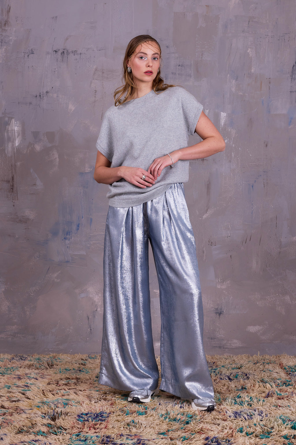 Freddy trousers in shiny silver