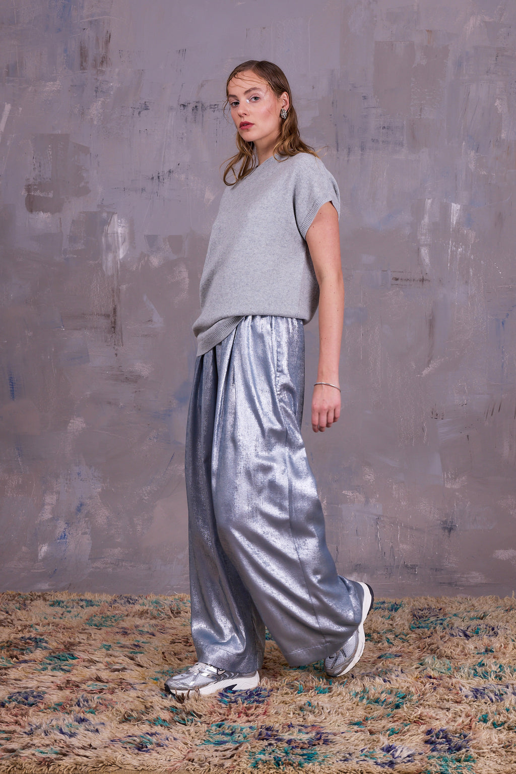 Freddy trousers in shiny silver