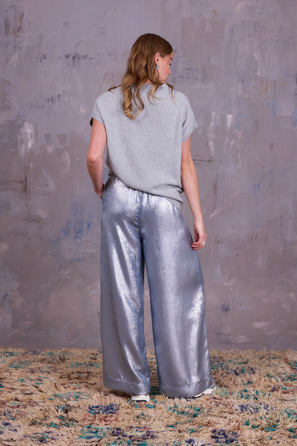 Freddy trousers in shiny silver
