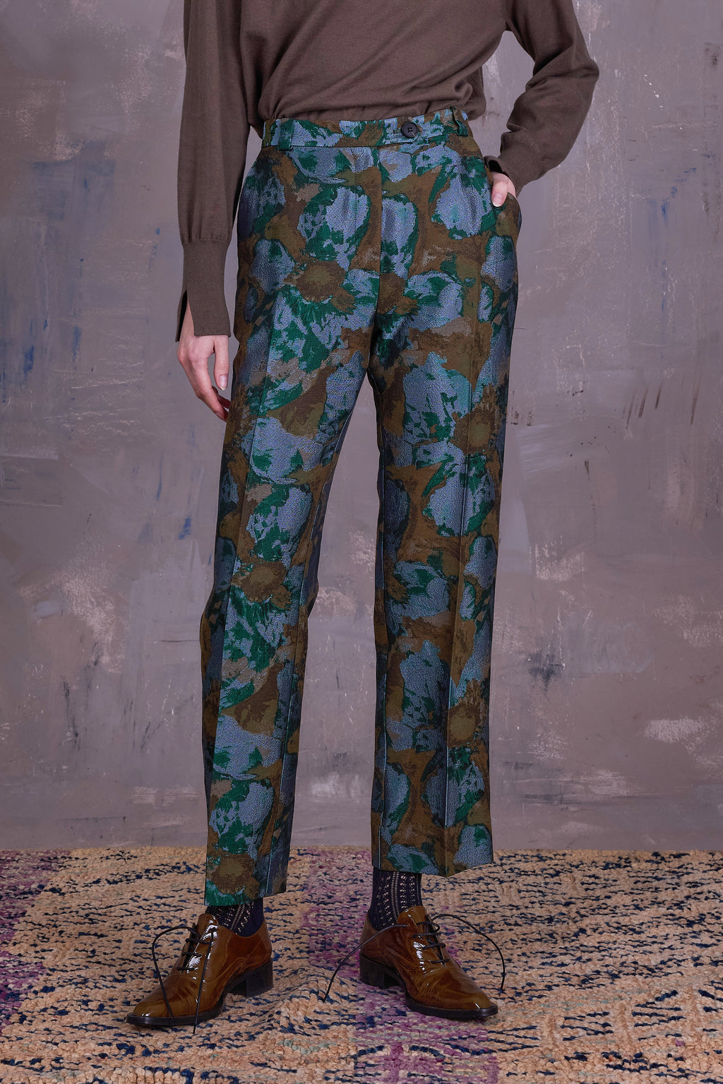 Gons broek in rivergreen jacquard