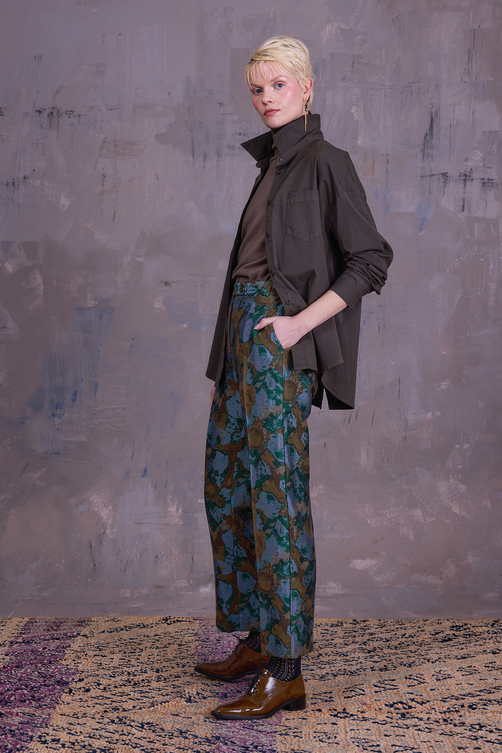 Gons broek in rivergreen jacquard