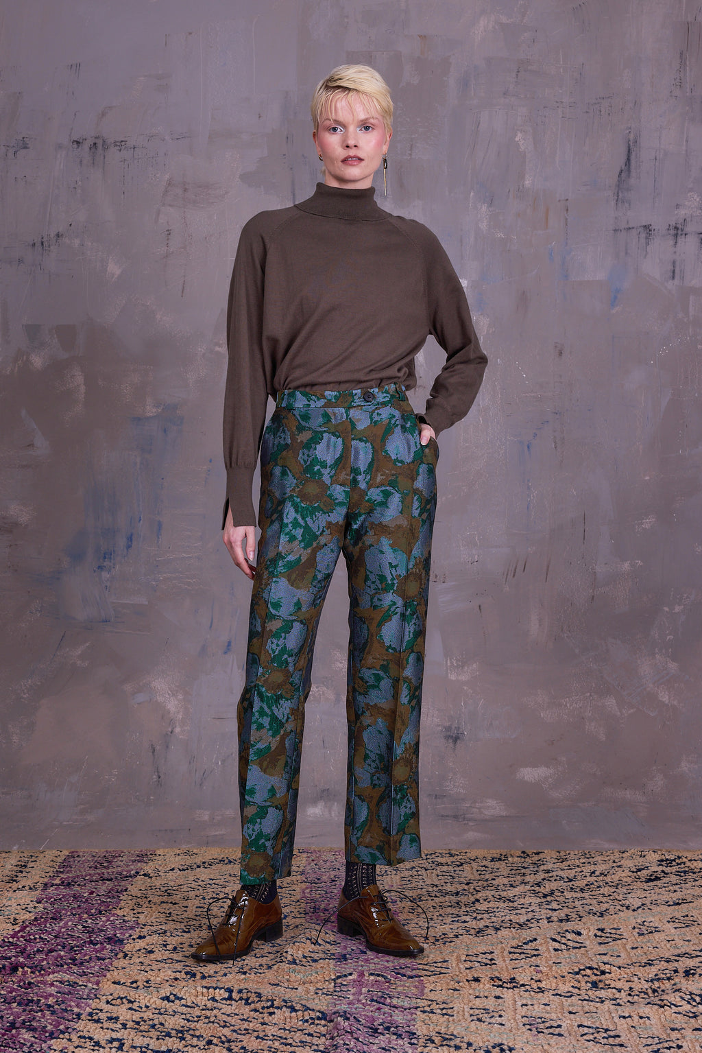 Gons broek in rivergreen jacquard
