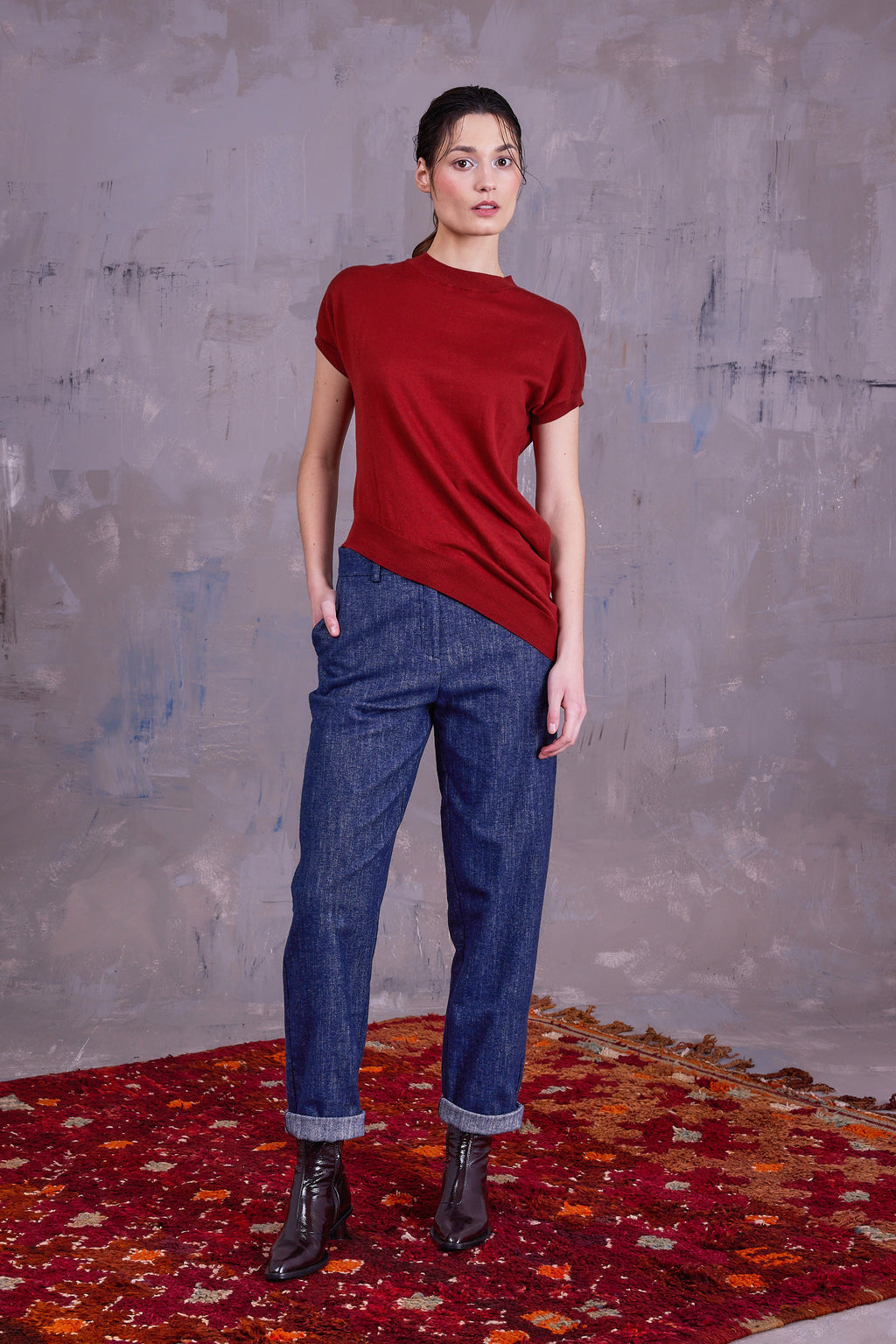 Fannie trousers in denim gabardine