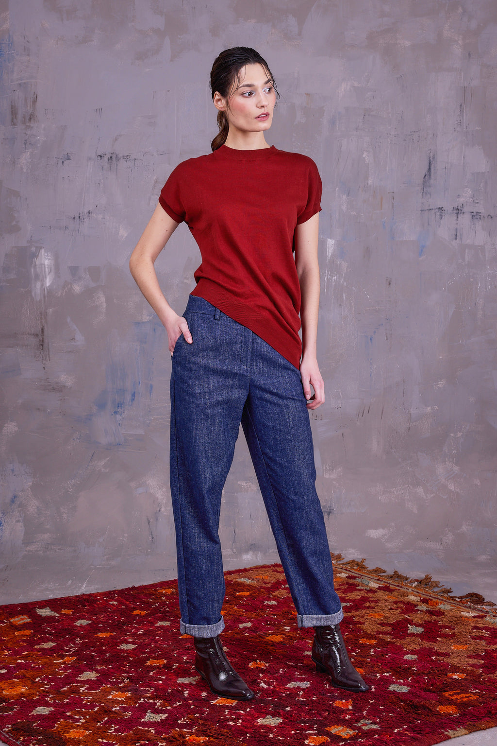 Fannie trousers in denim gabardine
