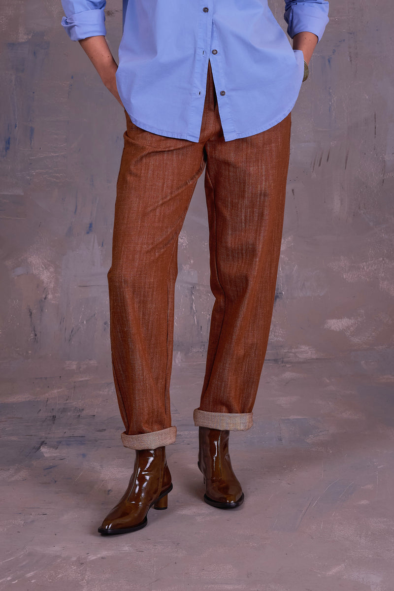 Fannie trousers in hazelnut gabardine