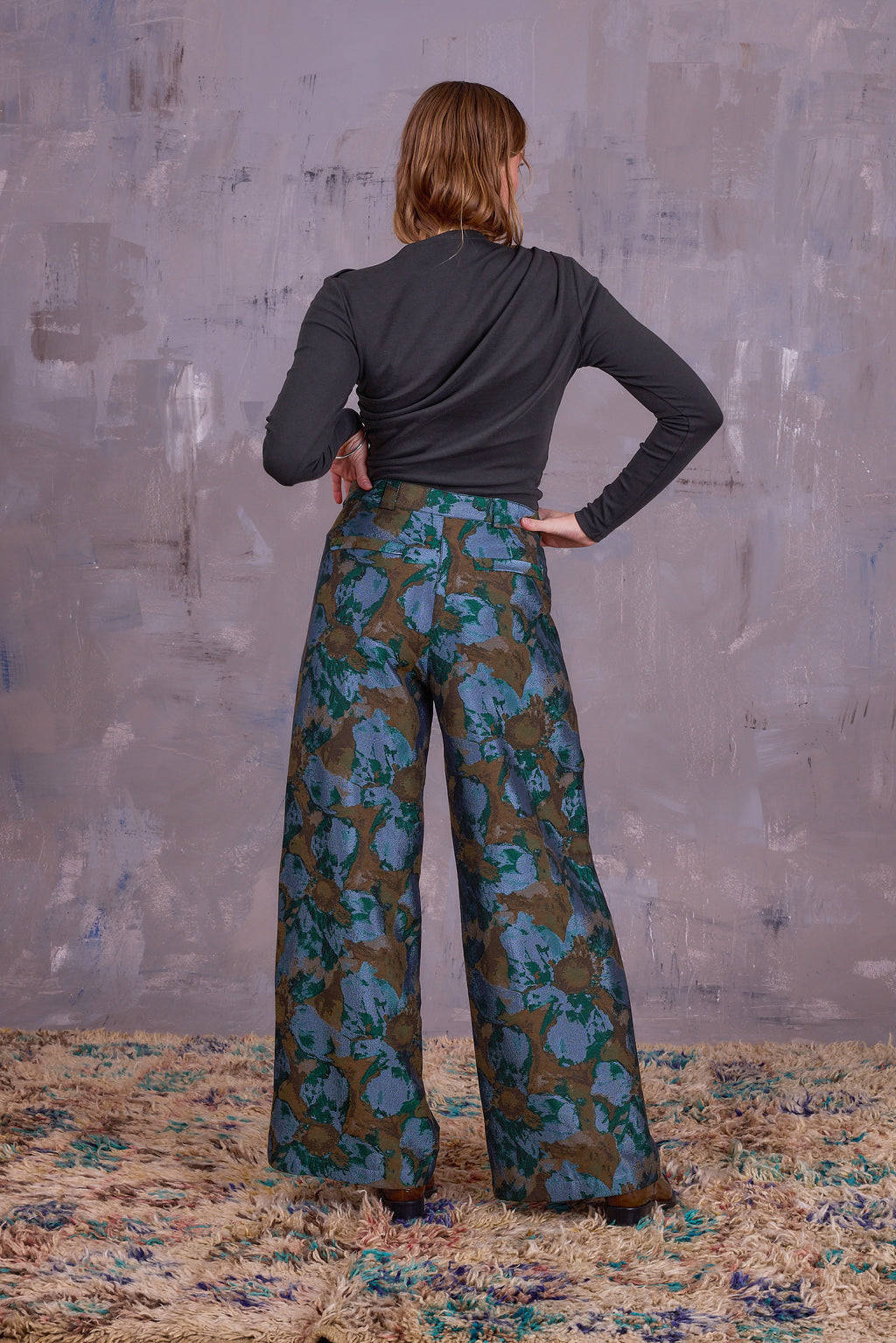 Bolivar trousers in rivergreen jacquard