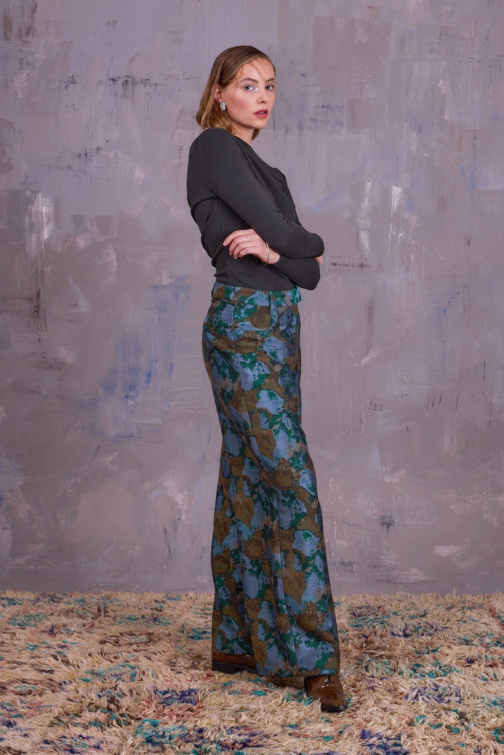 Bolivar trousers in rivergreen jacquard