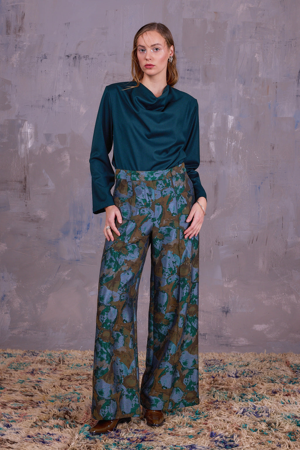 Bolivar trousers in rivergreen jacquard