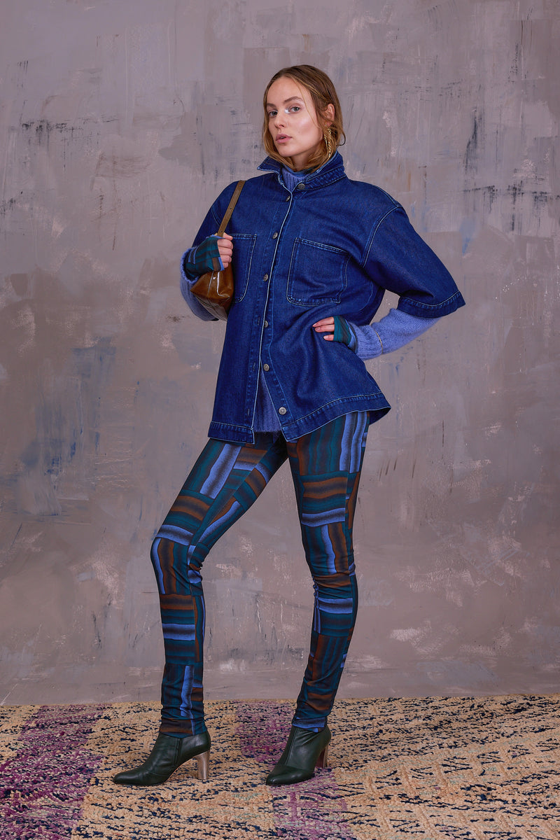 Etienne legging in deepsea blue wovens