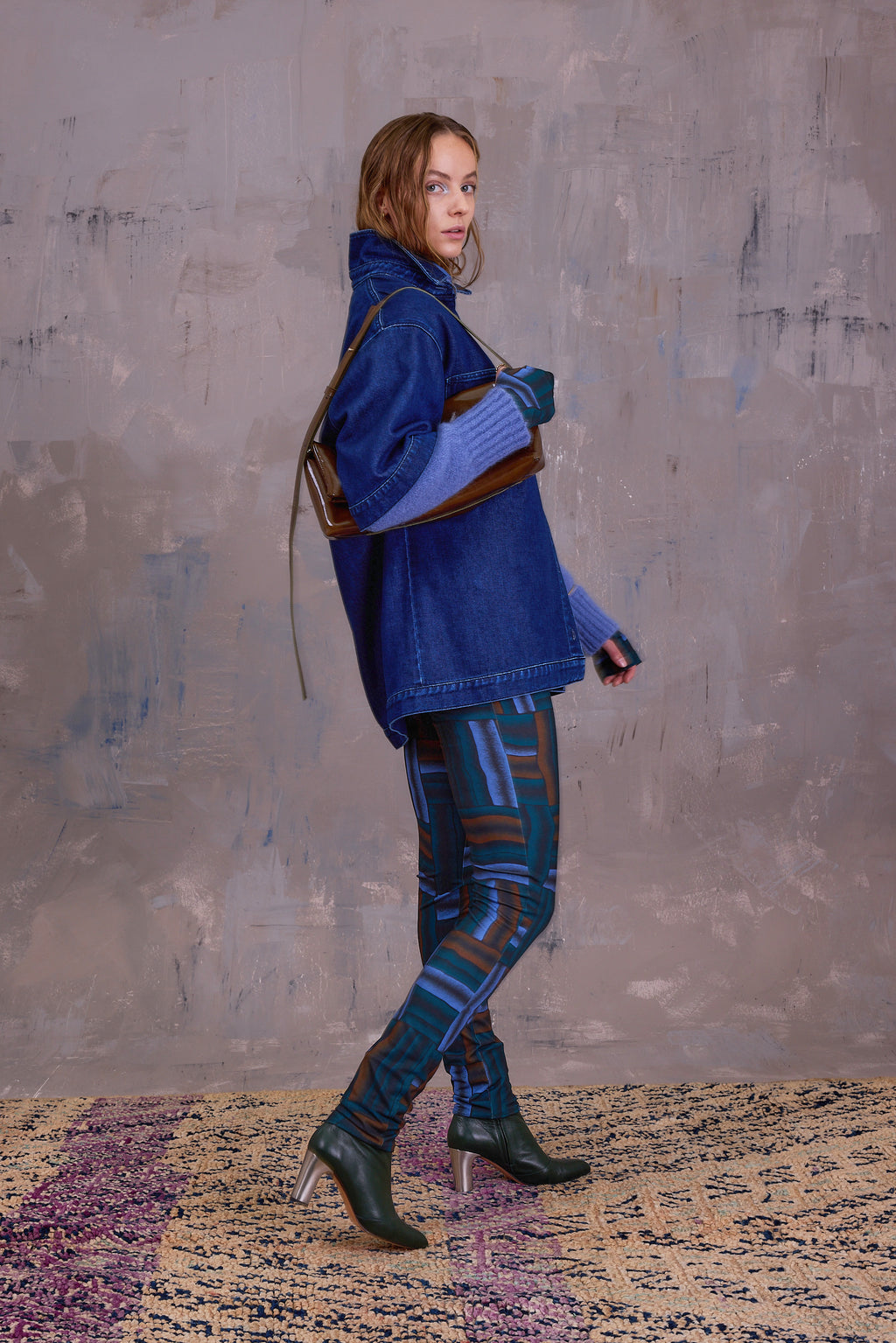 Etienne legging in deepsea blue wovens