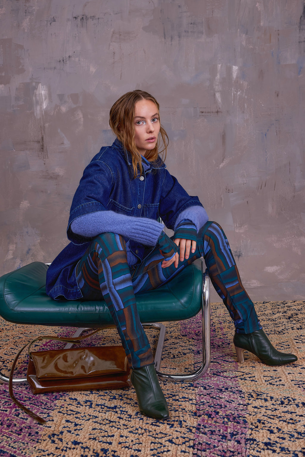 Etienne legging in deepsea blue wovens