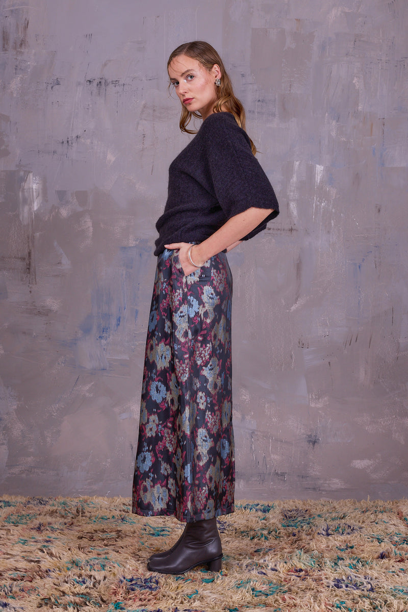 Emmanuel rok in pink blue jacquard