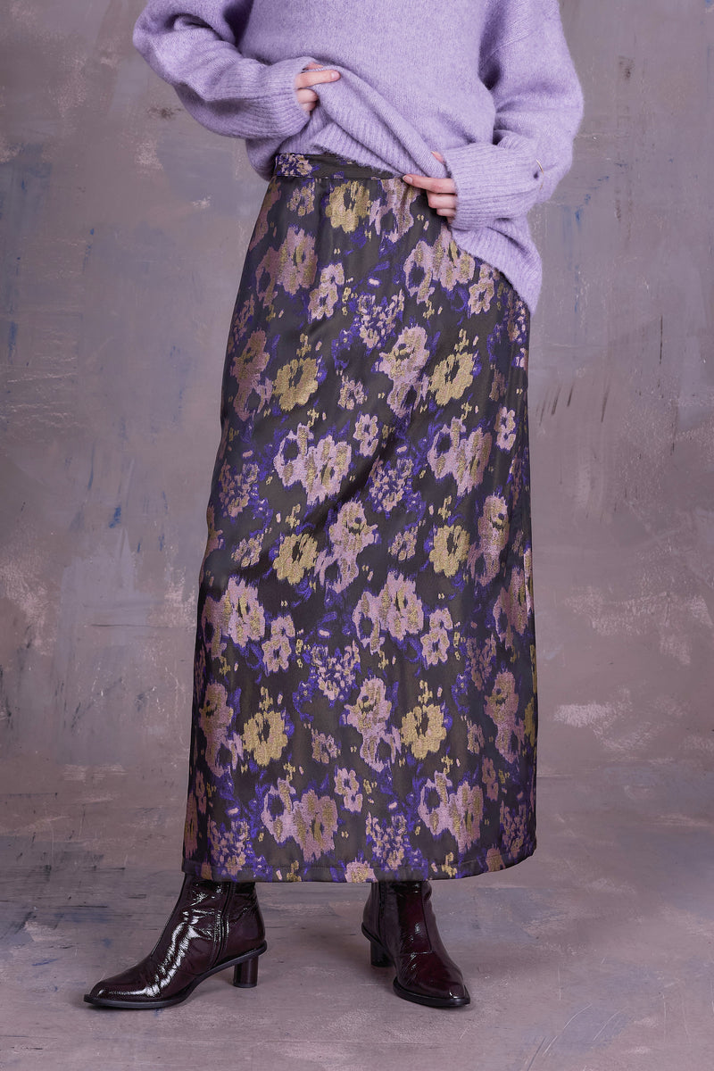 Emmanuel skirt in violet blossom jacquard