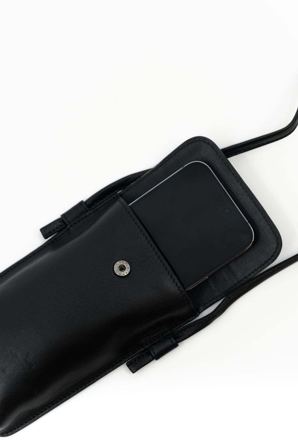 Smartphone bag in black nappa leather