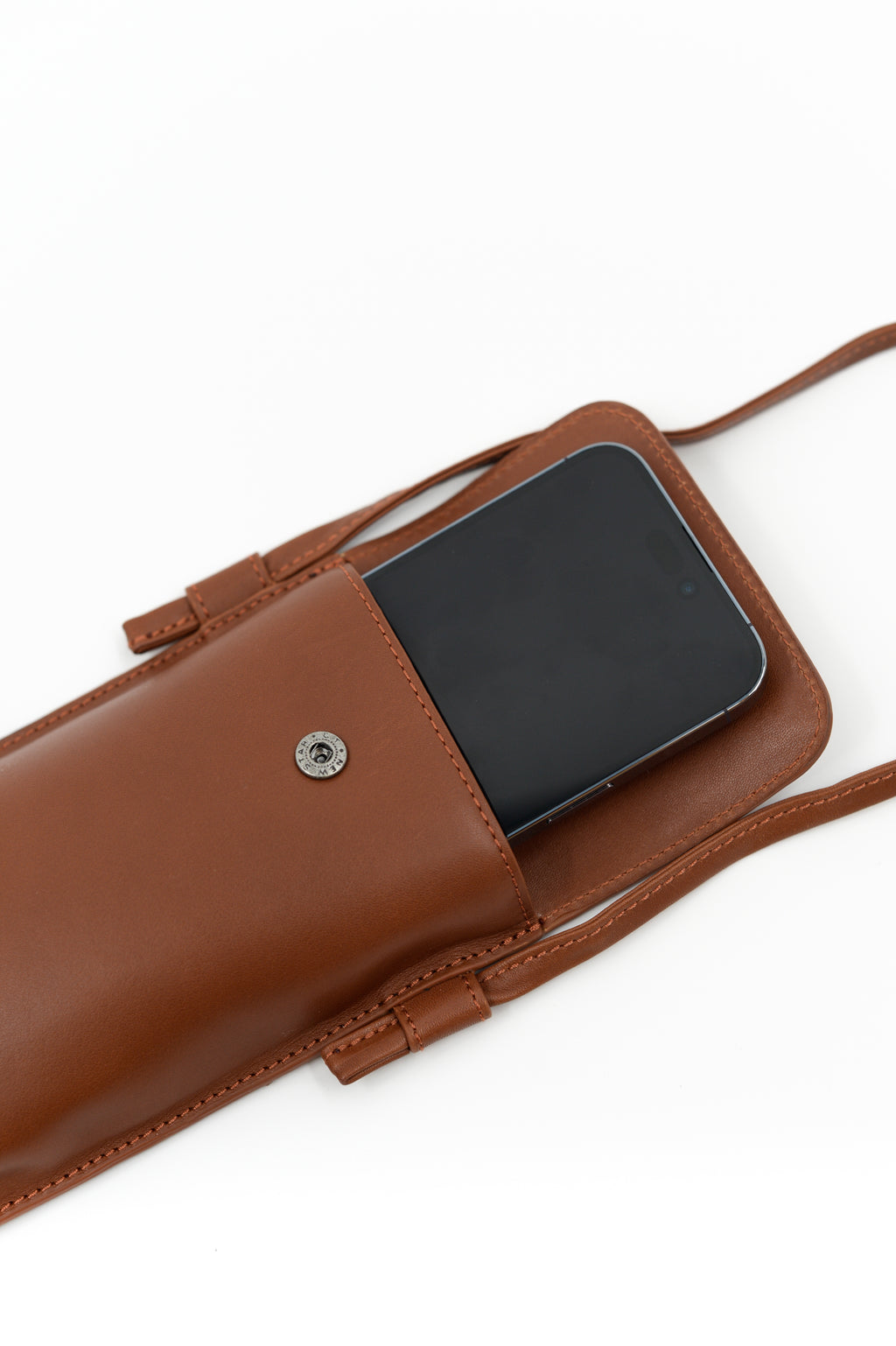 Smartphone bag in cognac nappa leather