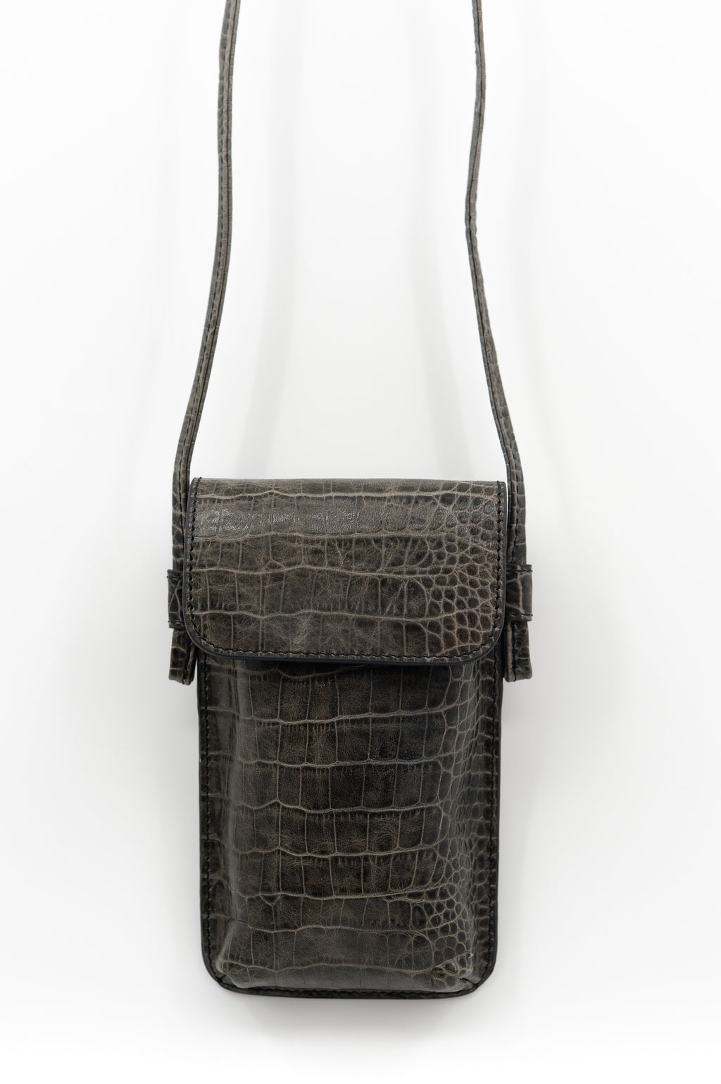 Smartphone bag in croco black olive