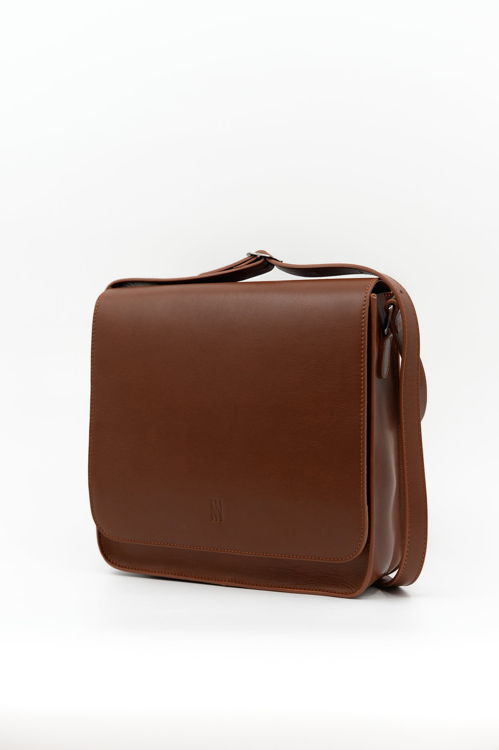 Medium crossbody handtas in cognac nappaleer