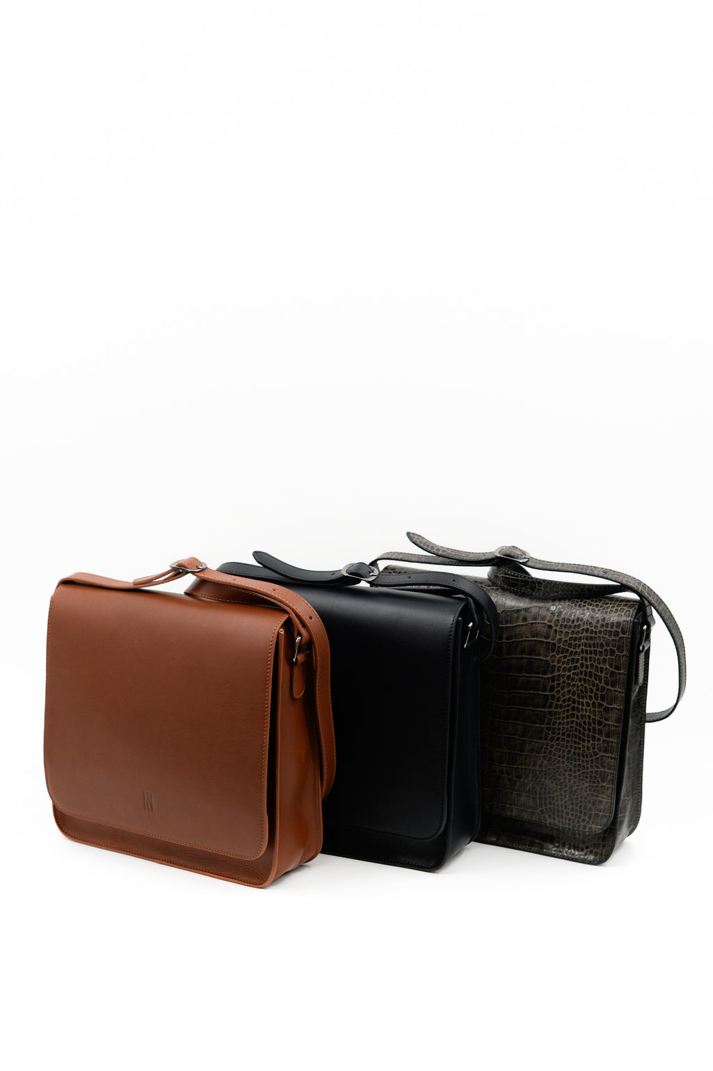 Medium crossbody handtas in cognac nappaleer