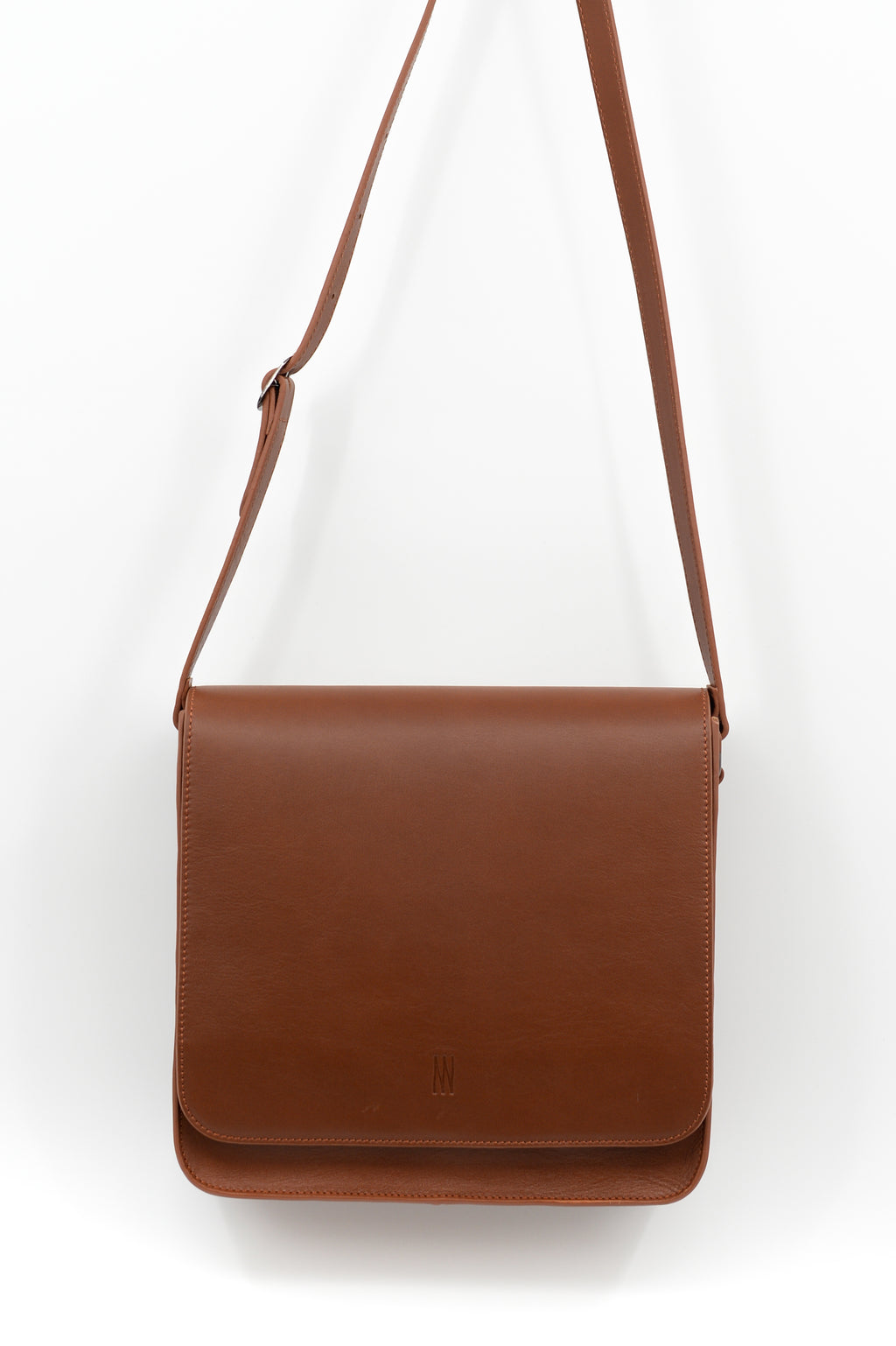 Medium crossbody handtas in cognac nappaleer