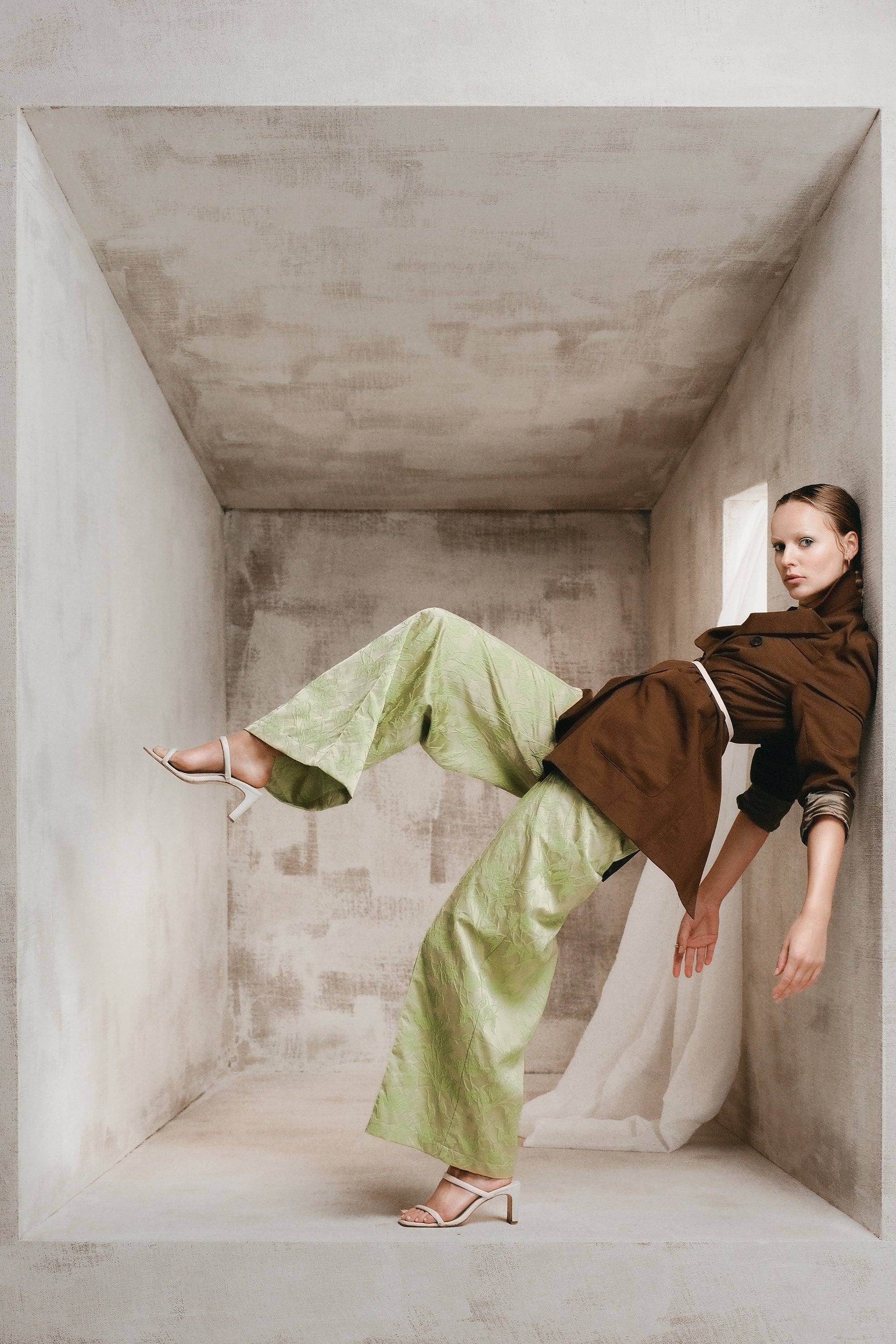 Bolivar trousers in lime glow jacquard