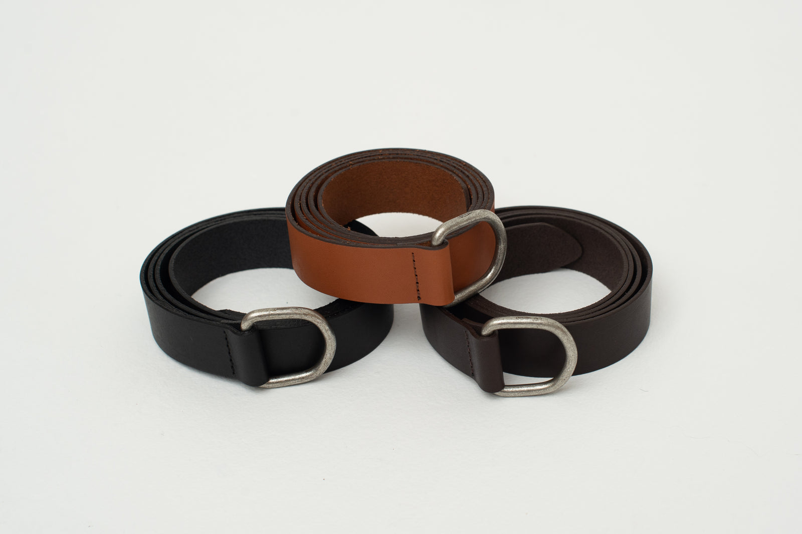 Leren D-ring riem in zwart