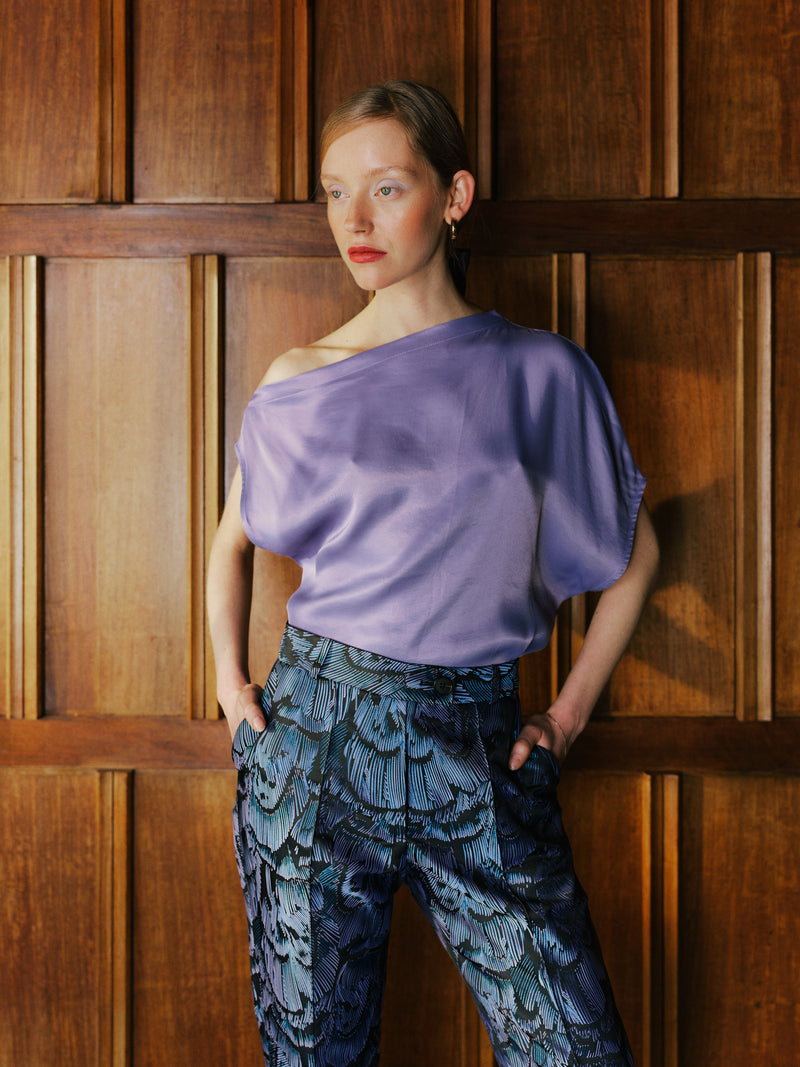 Ella lavender satijnen top
