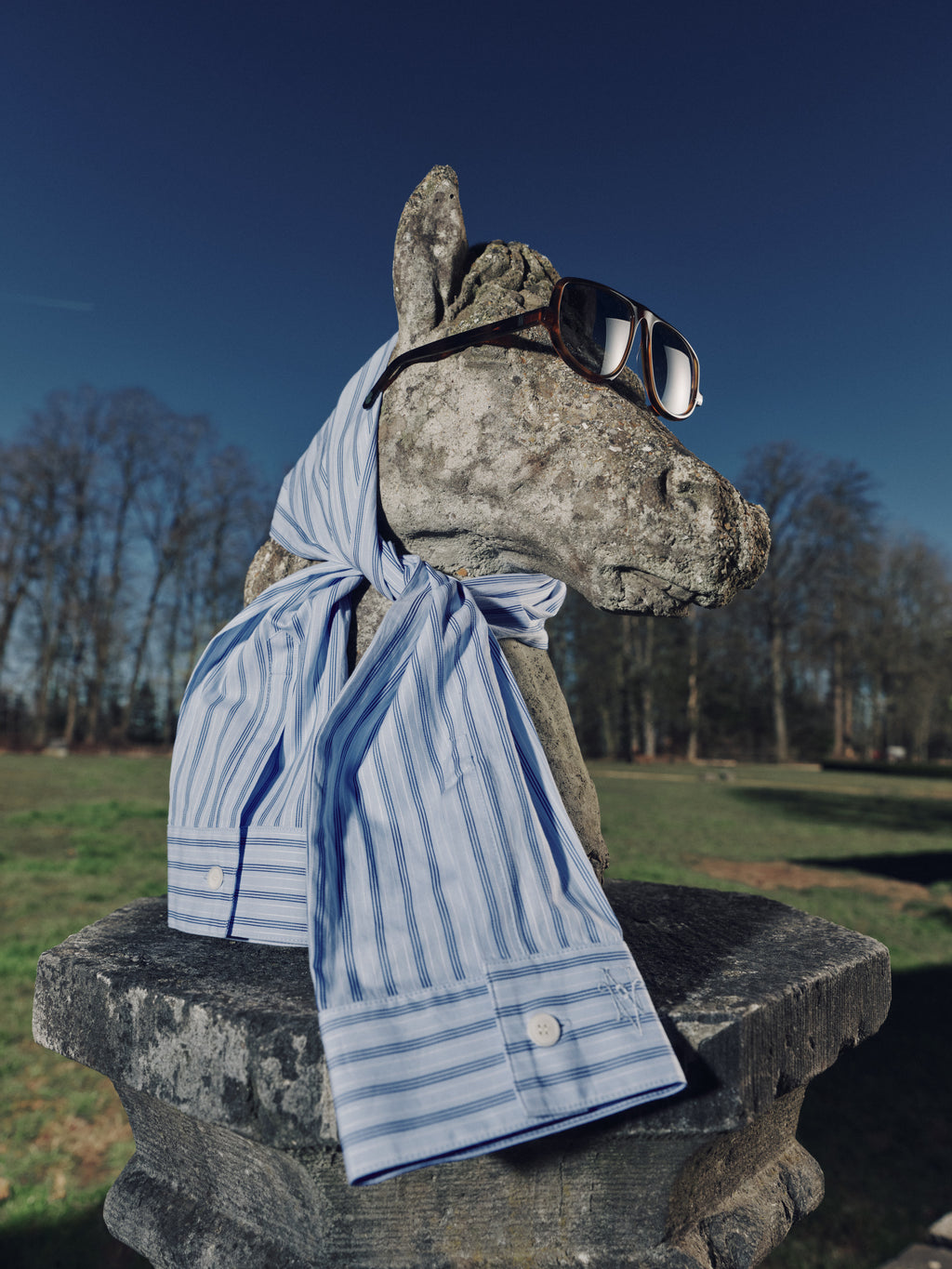 Ganna scarf in blue vintage cotton stripes