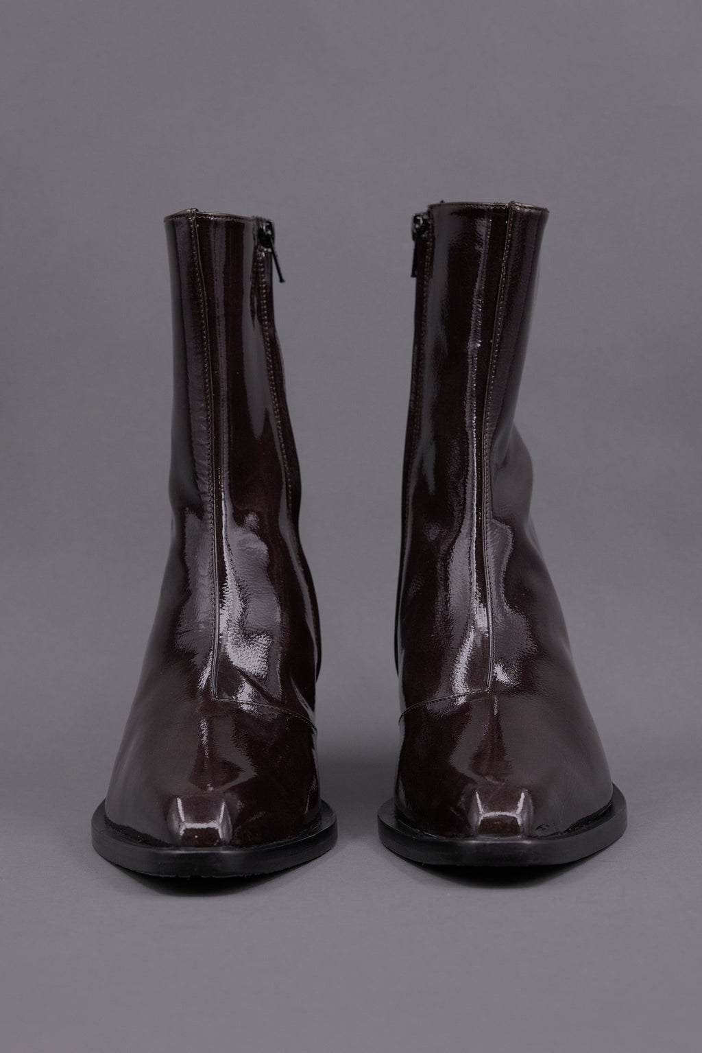 Gilda ankle booth in patent after dark