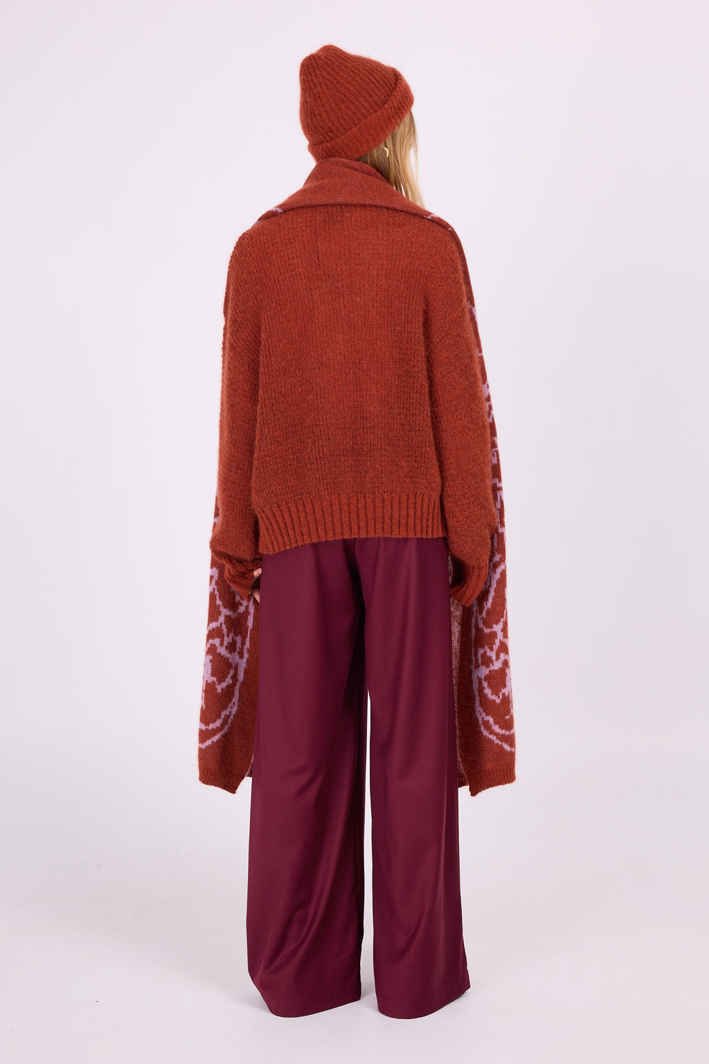 Amsterdam rostfarbene Alpaka-Strickjacke