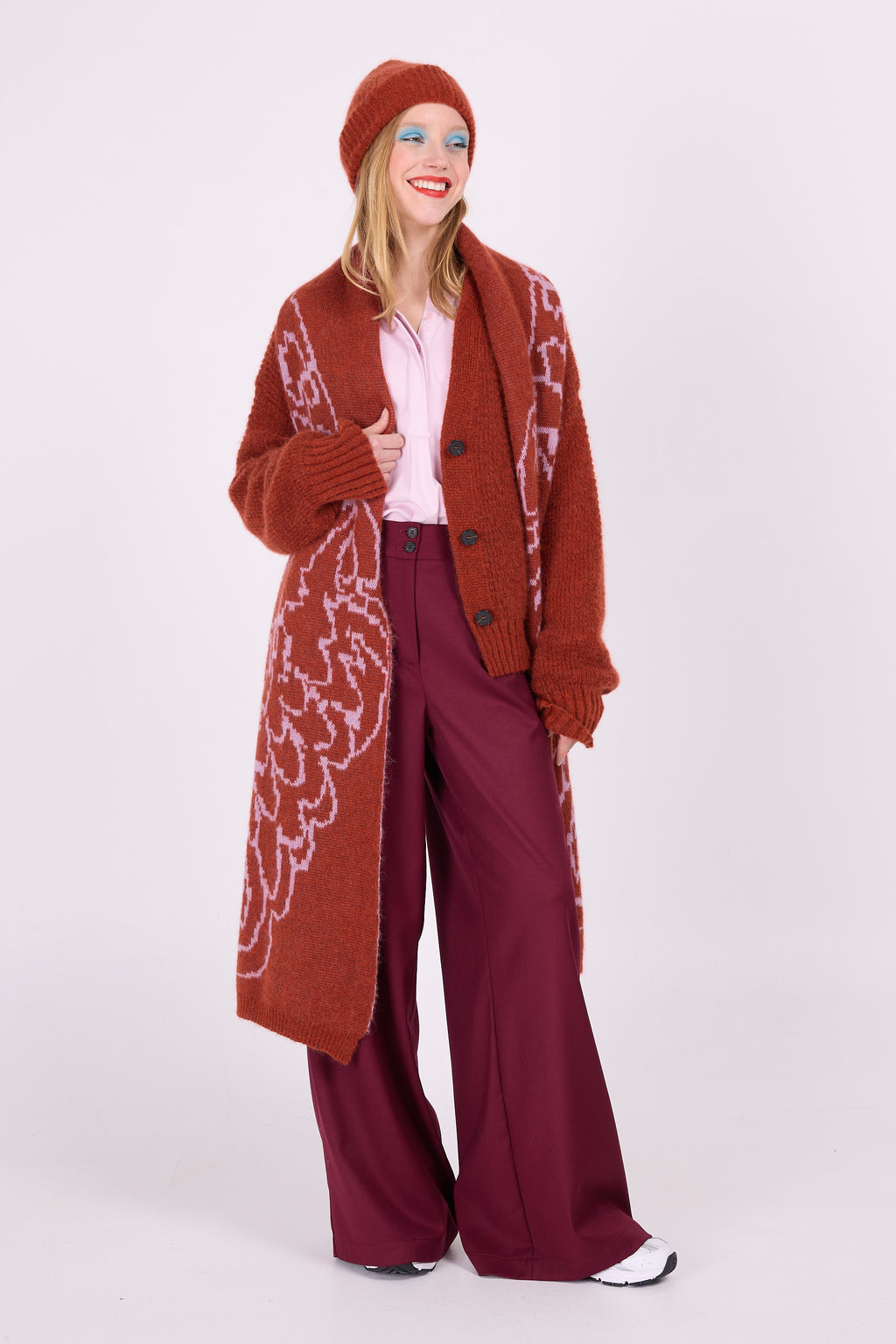 Amsterdam rostfarbene Alpaka-Strickjacke