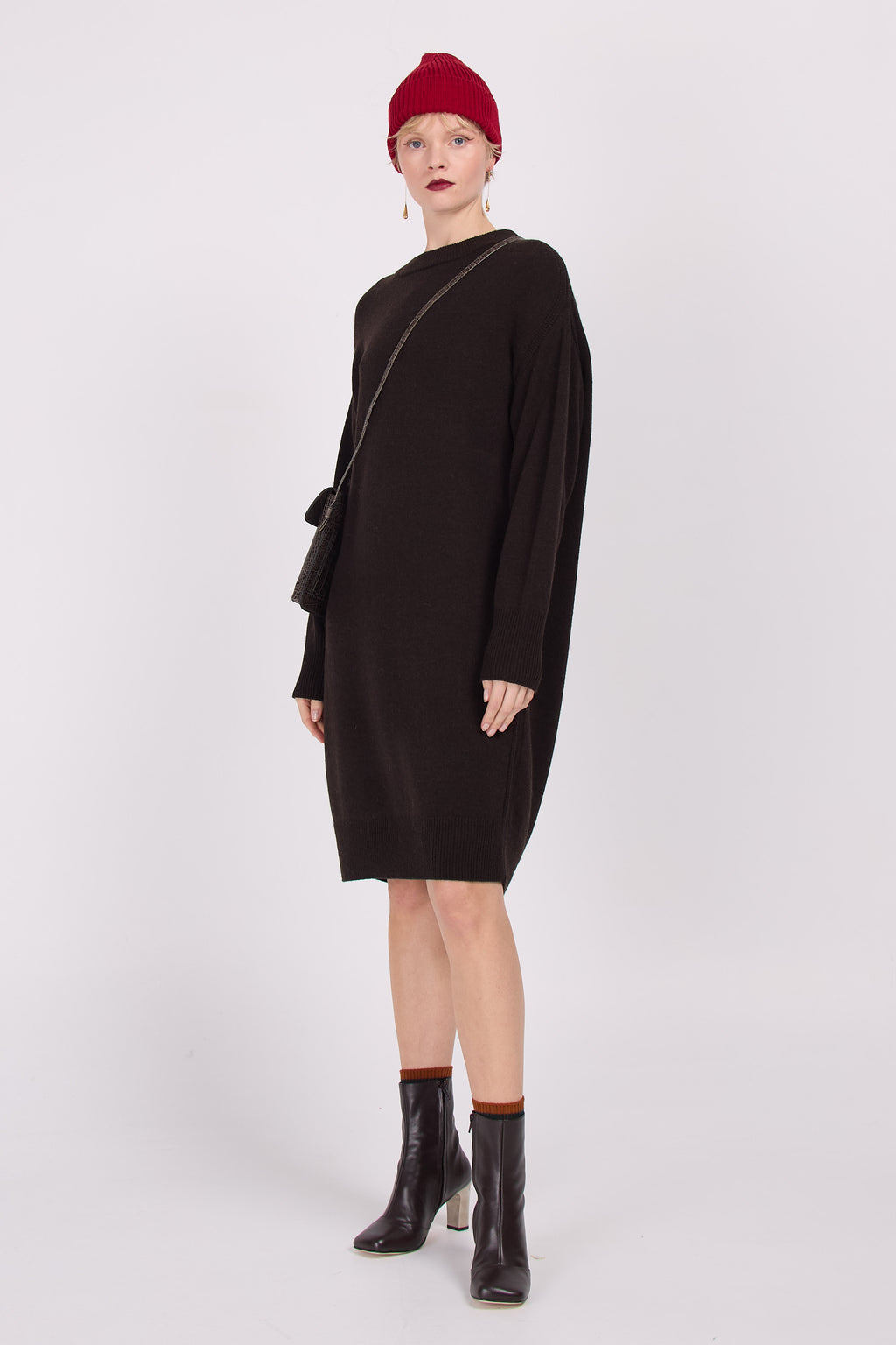 Monaco Strickkleid in Dunkelbraun