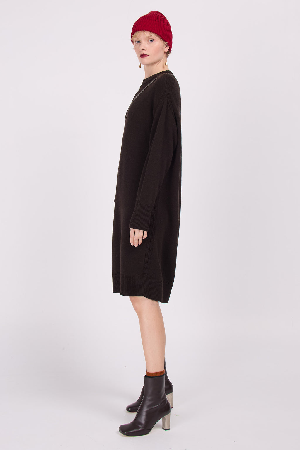 Monaco Strickkleid in Dunkelbraun