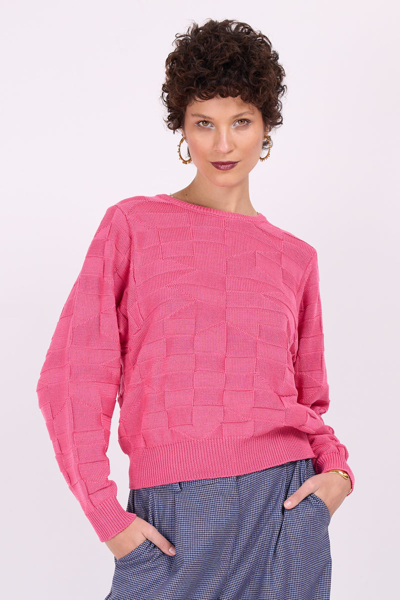 Pullover mit rosa Basrelief „Seoul“