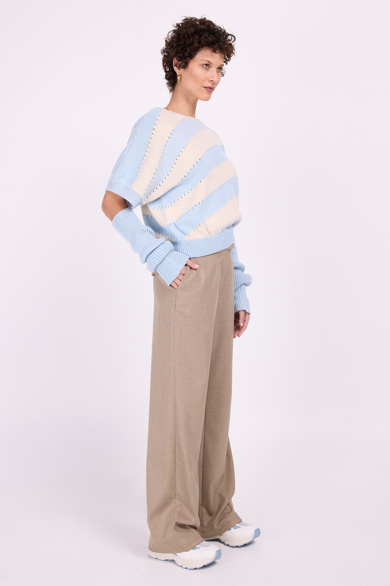 Zweifarbiger Pullover Wallis in Hellblau-Ecru