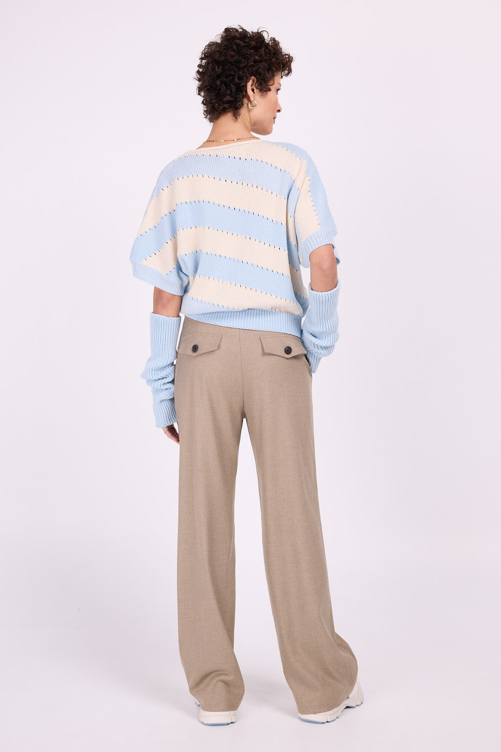Zweifarbiger Pullover Wallis in Hellblau-Ecru