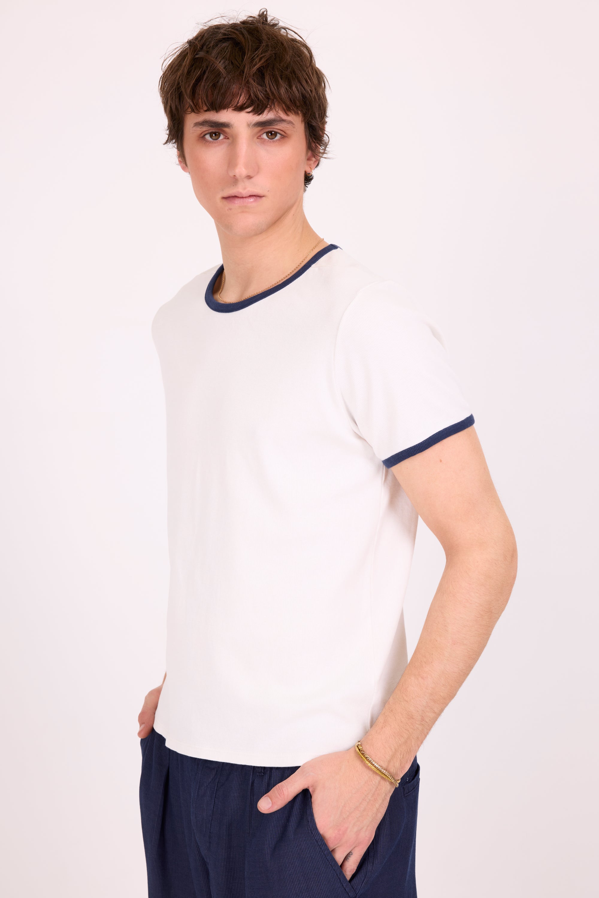 Drue T-shirt with navy trim