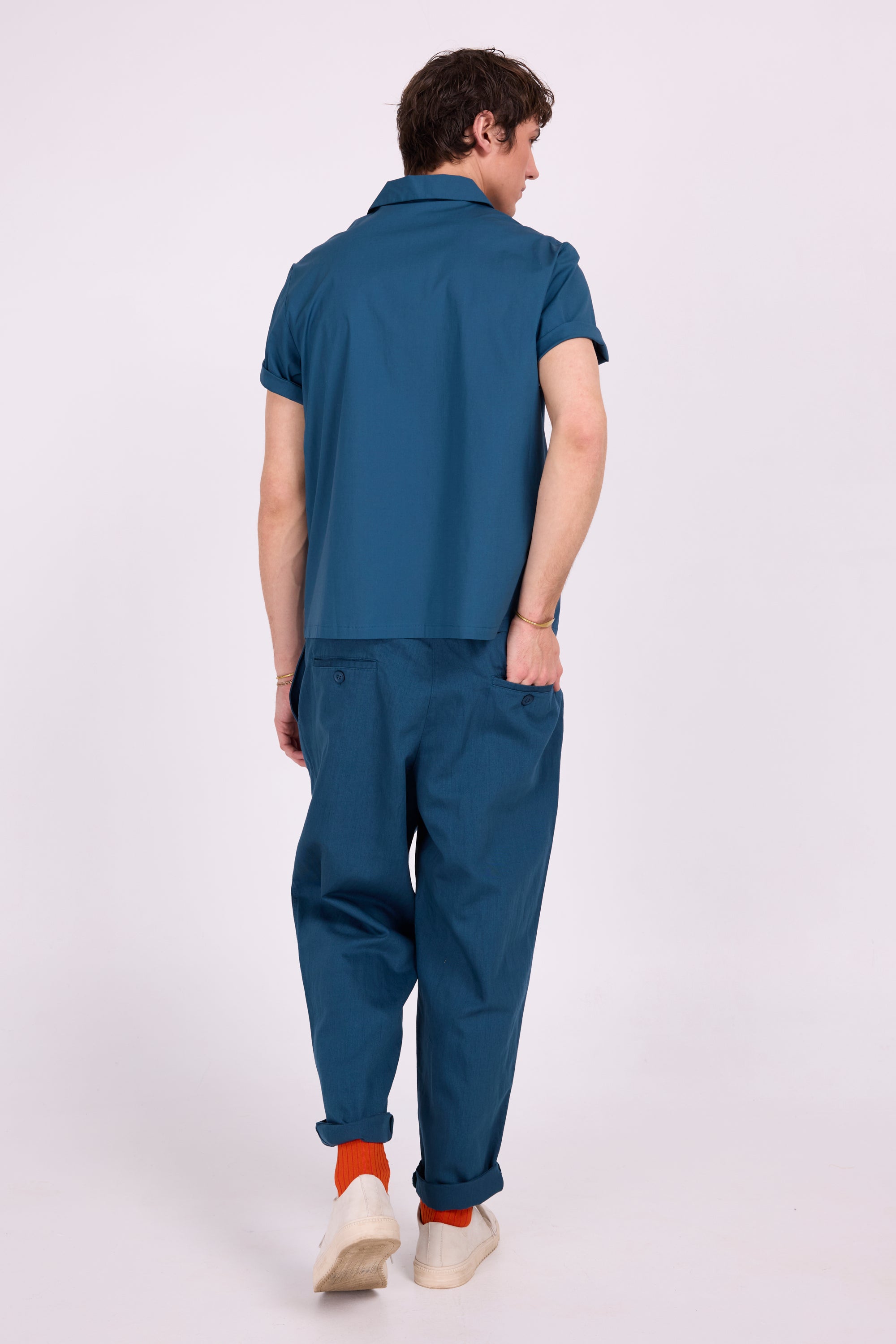 Domenico petrol short sleeve shirt