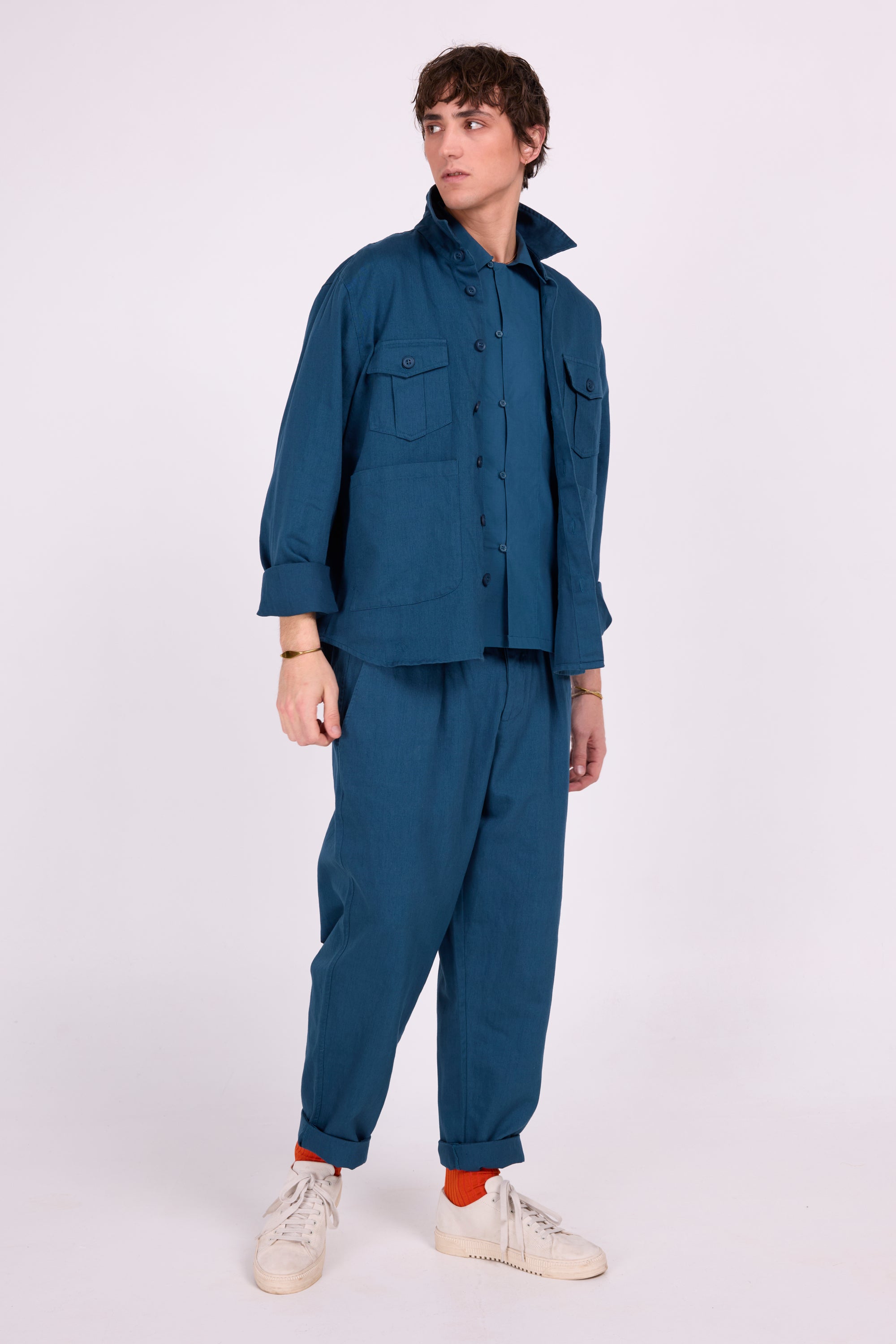 Domenico petrol short sleeve shirt