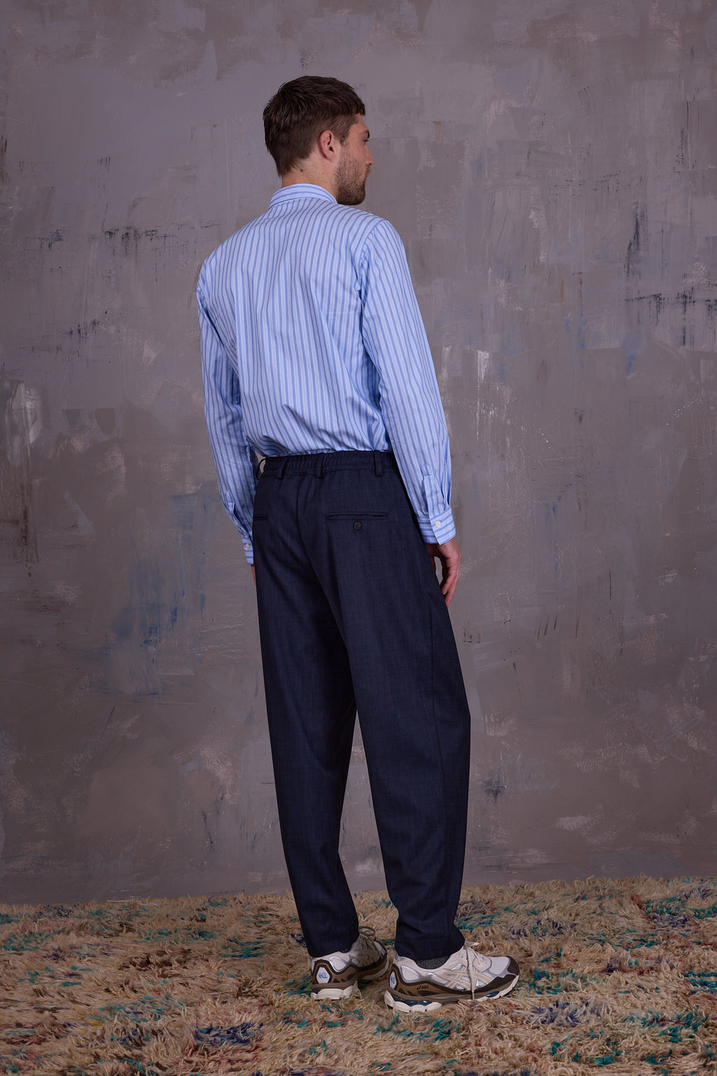 Godfried shirt in blue vintage cotton stripes
