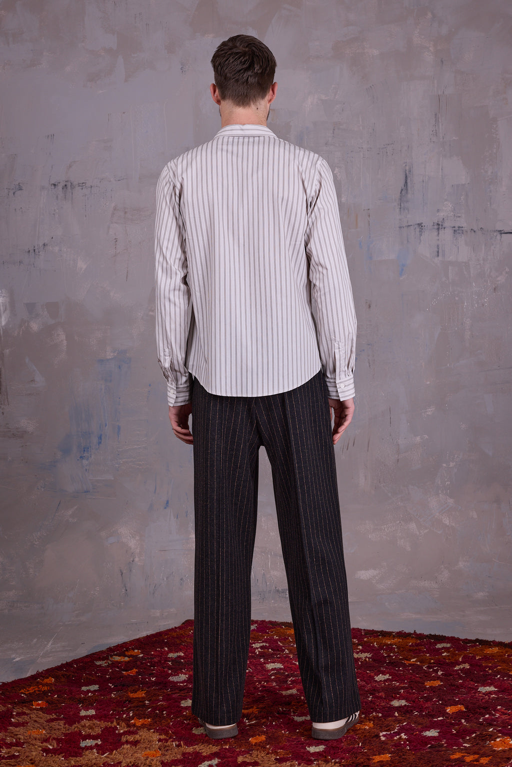 Godfried shirt in grey vintage cotton stripes