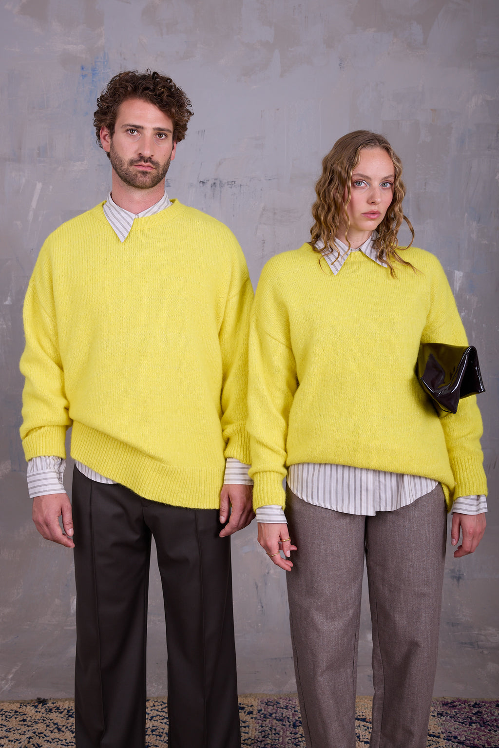 Godfried shirt in grey vintage cotton stripes