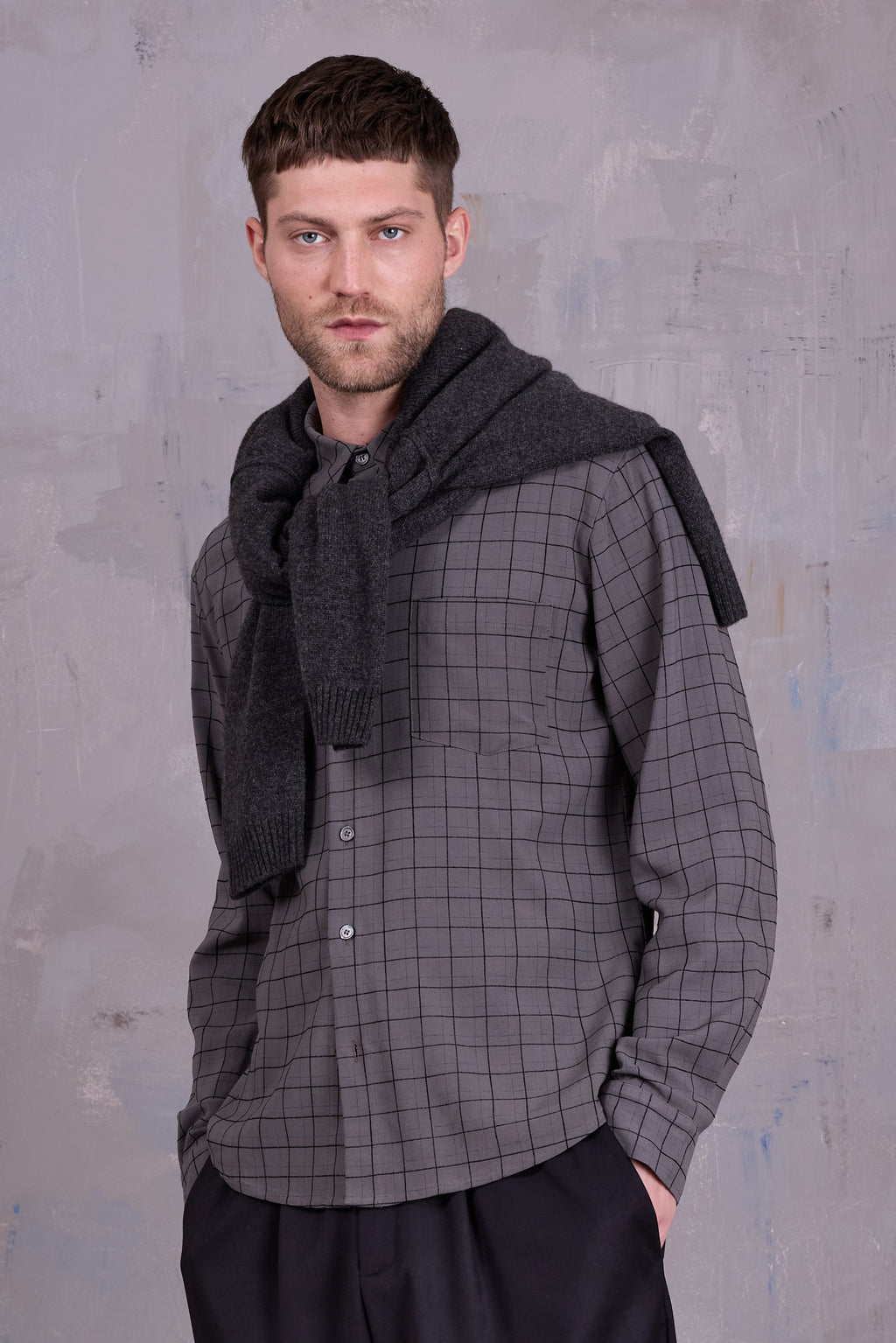 Godfried shirt in grey black checks