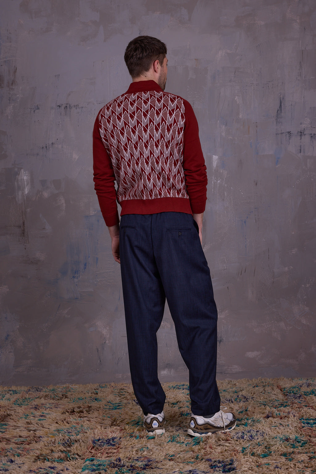 Goof cardigan in red clay/soft shell