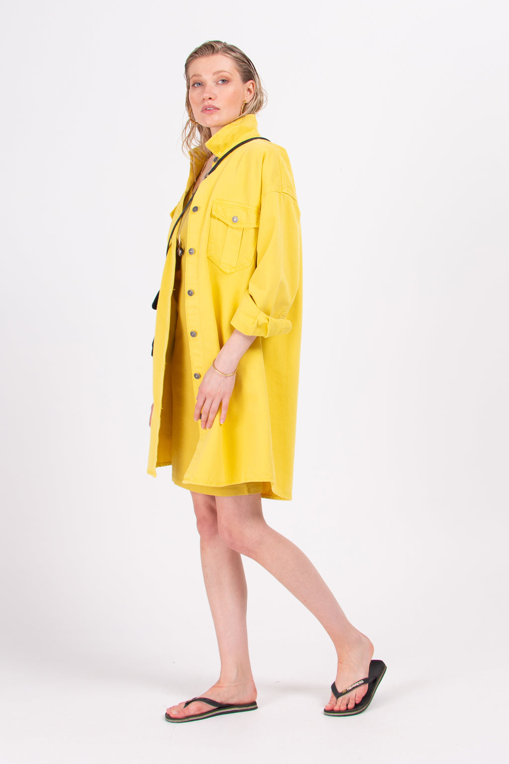 Dorian lemon denim shirt dress