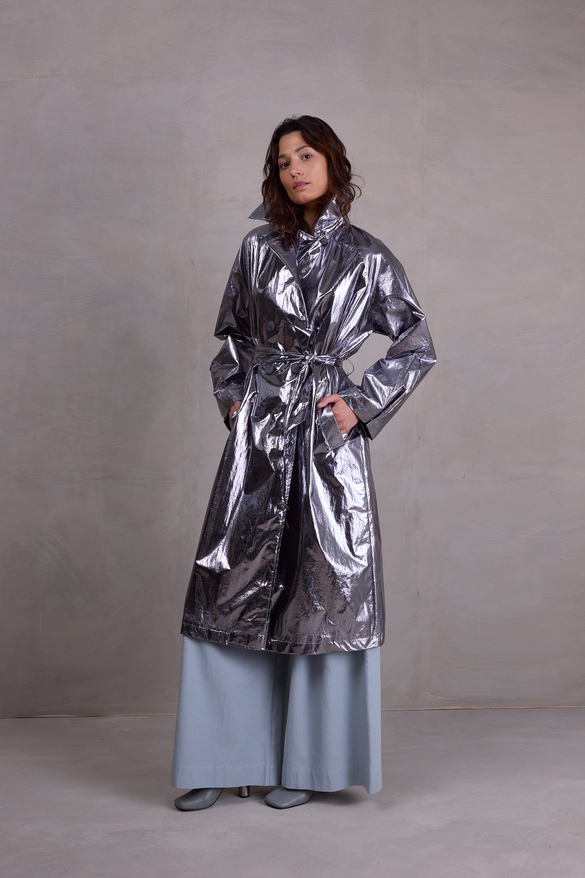 Manteau trench en argent Ferdi