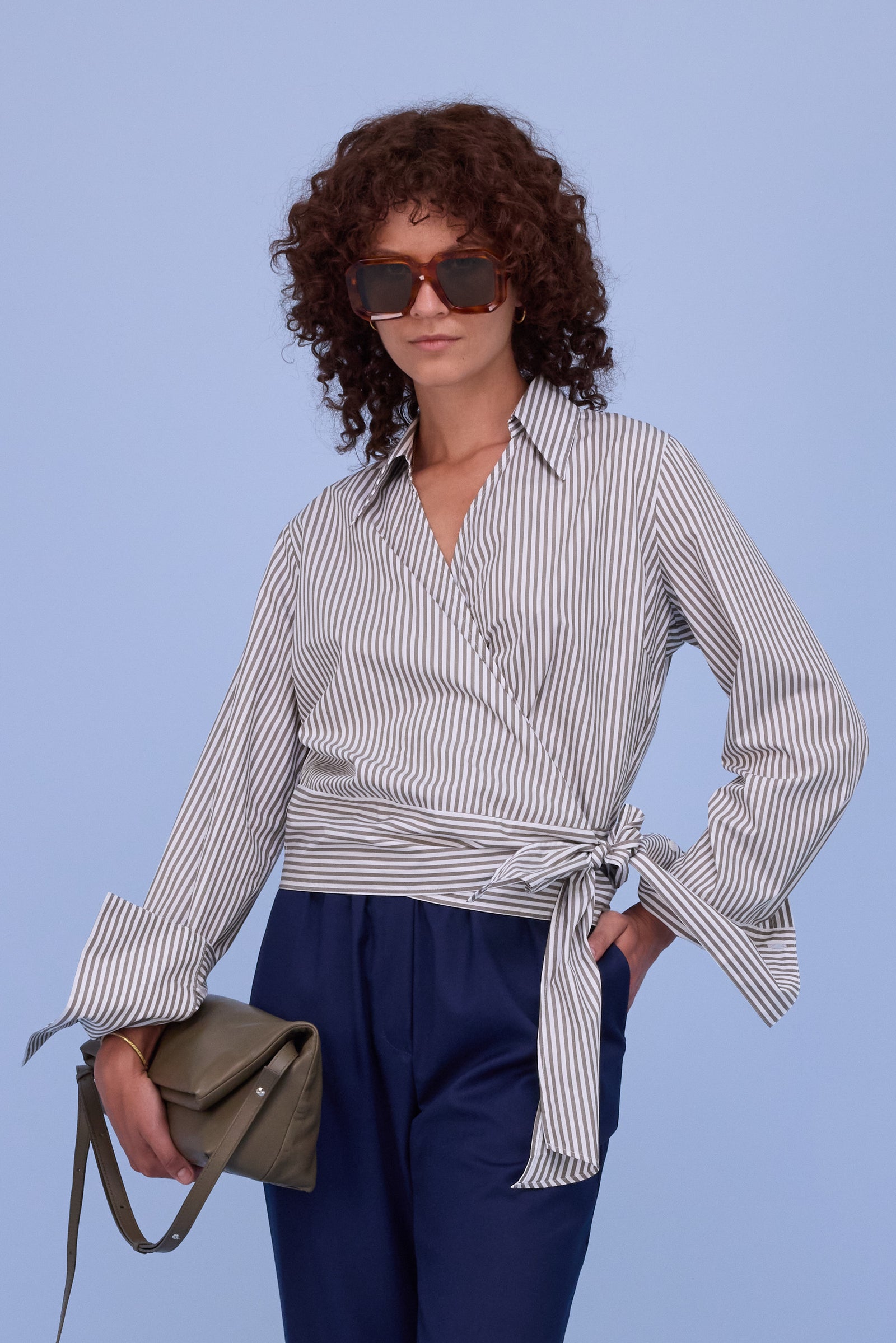 Halsey hemd in khaki stripes