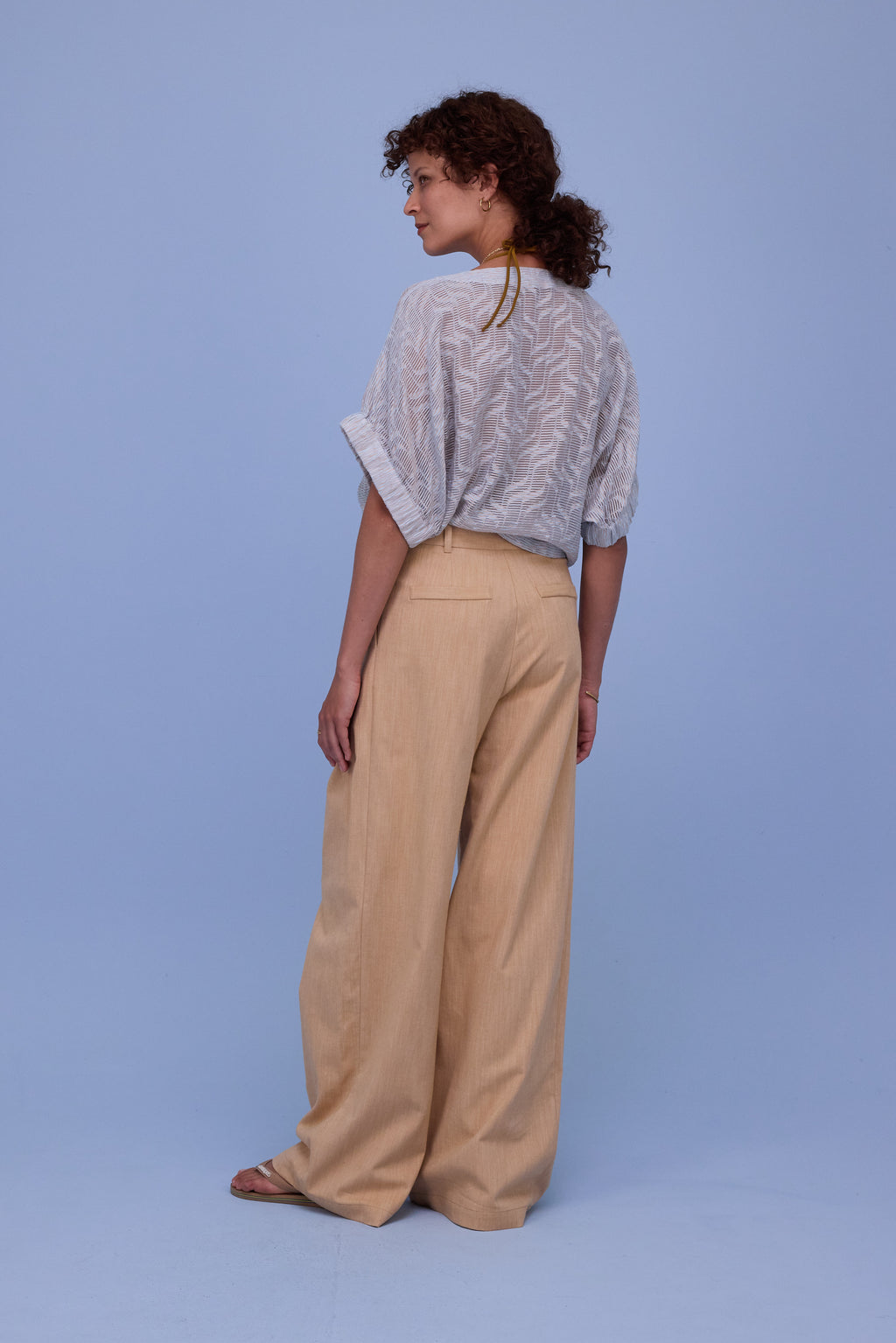 Geraldine blouse in transparent sky blue stripes