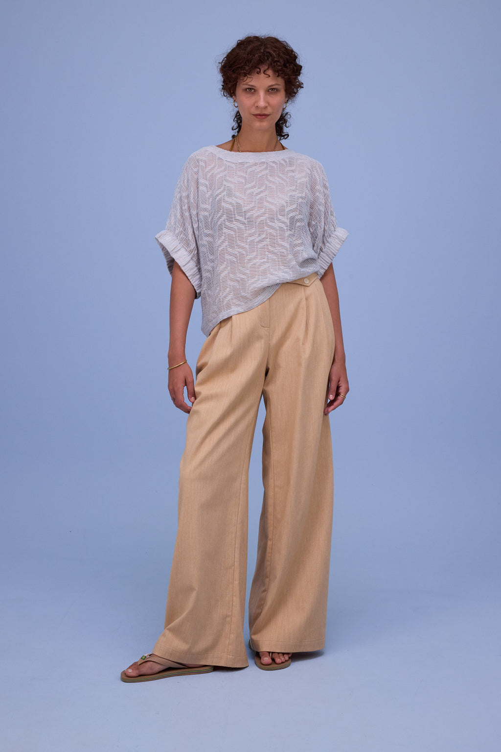 Geraldine blouse in transparent sky blue stripes